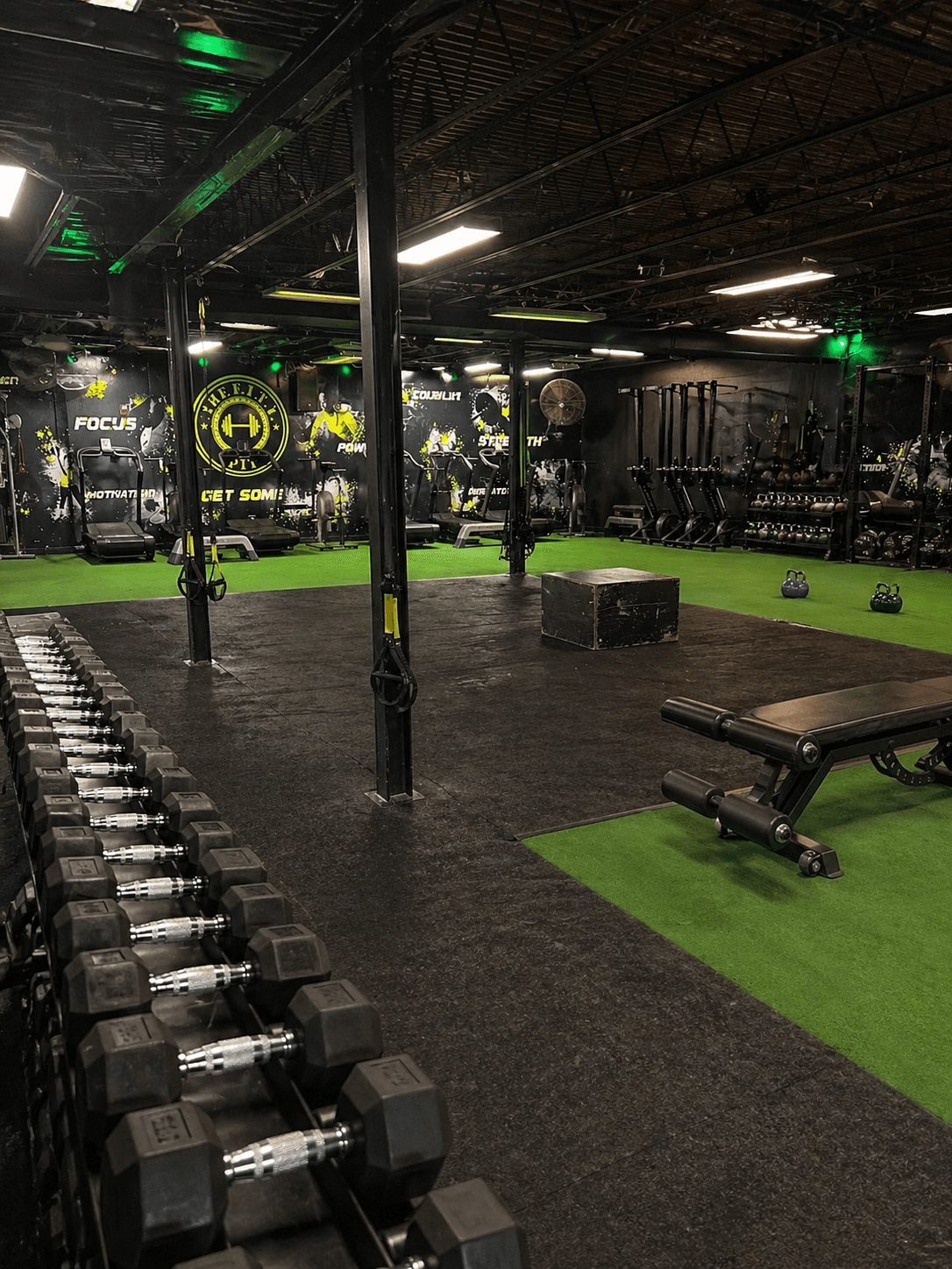 The training floor at THE F.I.T.T. PIT in Hyde Park, Boston